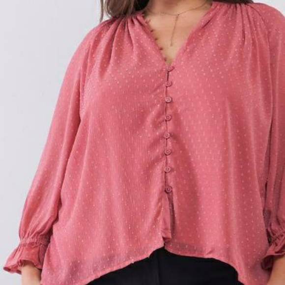 HAUTE CURVE Forever 21 Mauve 3/4 Sleeves Top - Picture 3 of 7